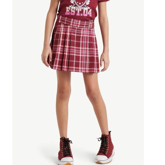Justice Girls medium 10 Faux Wrap Plaid Skirt with shorts - Picture 3 of 13
